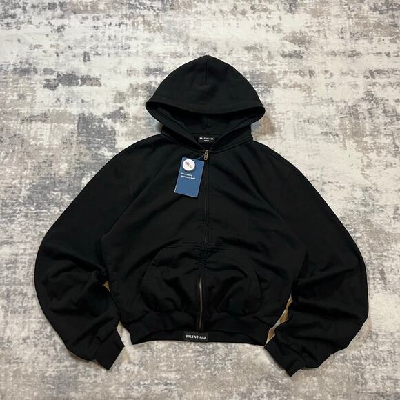 Authentic Balenciaga Tab Worn Out Zip Up Hoodie M - Picture 1 of 11